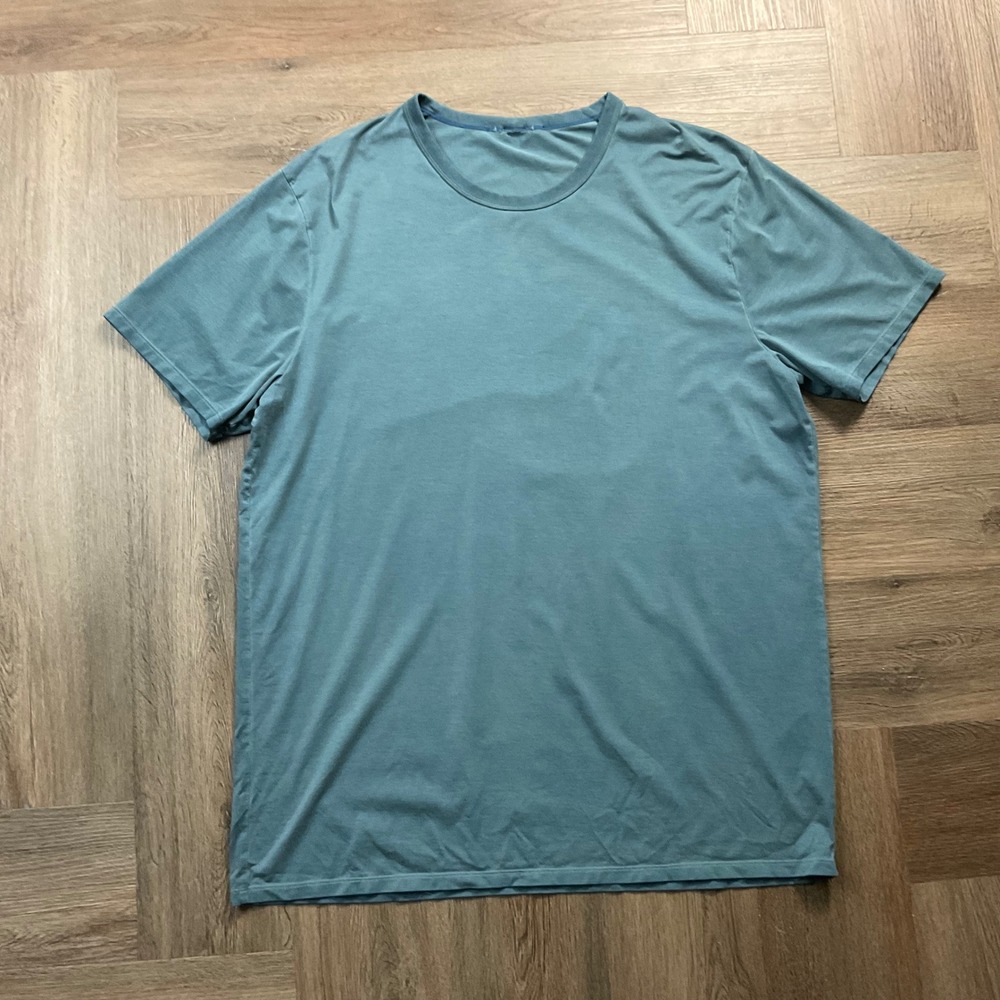 Lululemon Fundamental Tee Short Sleeve Pima Cotton T-Shirt Mens XL Blue Green